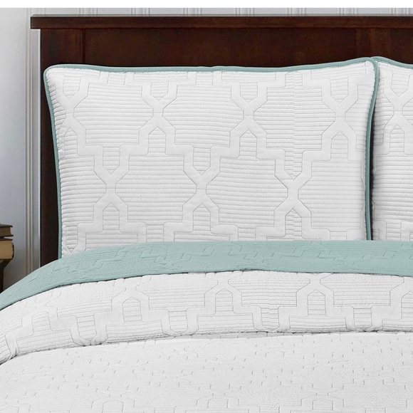 Brielle Casablanca, Reversible Standard Sham Set, White/Seafoam - Picture 2 of 5
